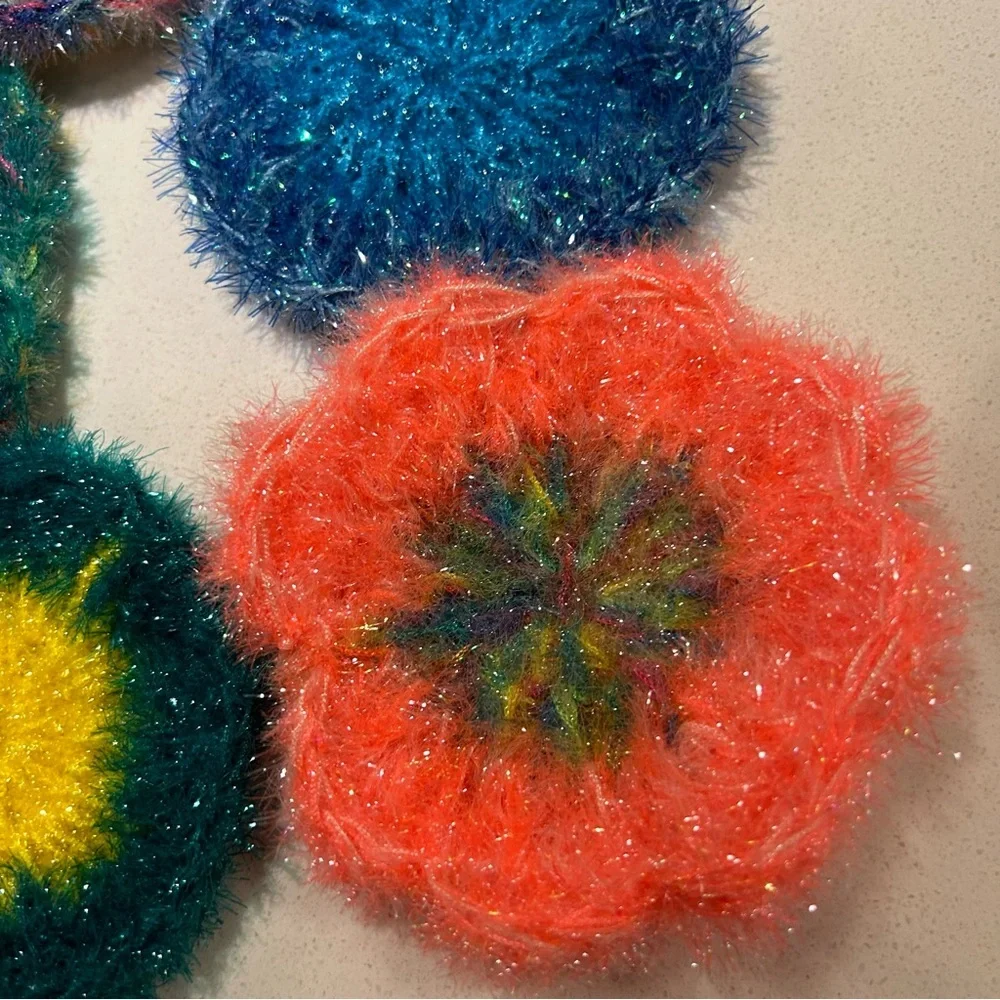 Crochet Sparkly Kitchen Scrub Sponge for Dishes- Set of 2